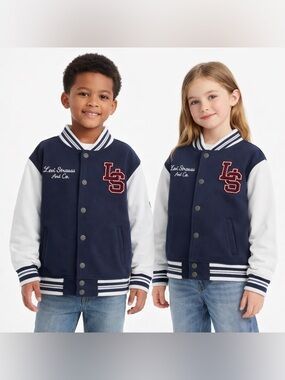 Levi's Boys Navy and White Varsity Jacket size Small- 8-10
